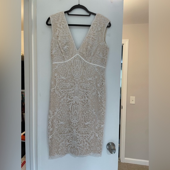 Tadashi Shoji V-Neck Corded Sheath Dress - Picture 1 of 6